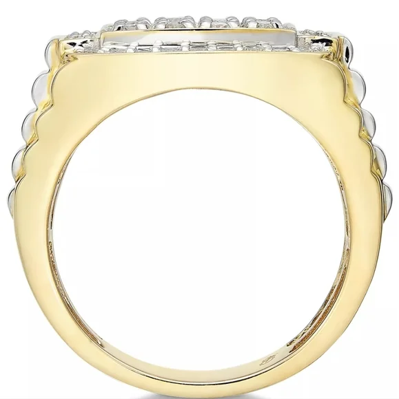 Men's Diamond Cluster Two-Tone Ring (1 ct. t.w.) in 10k Gold & White Gold